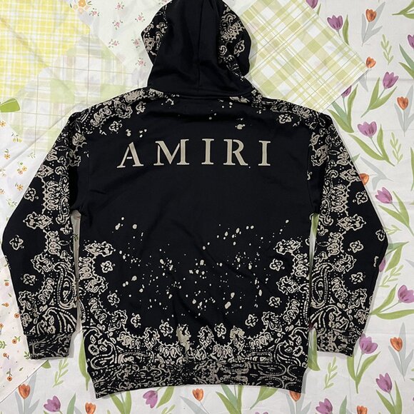 AMIRI Paisley Splatter Hoodie Black - Picture 7 of 9